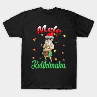 Mele Kalikimaka Christmas Santa Shaka Hawaii T-Shirt